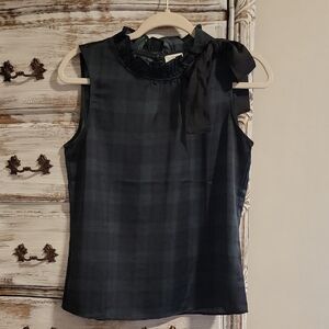 J. Crew Black Plaid Sleeveless Blouse